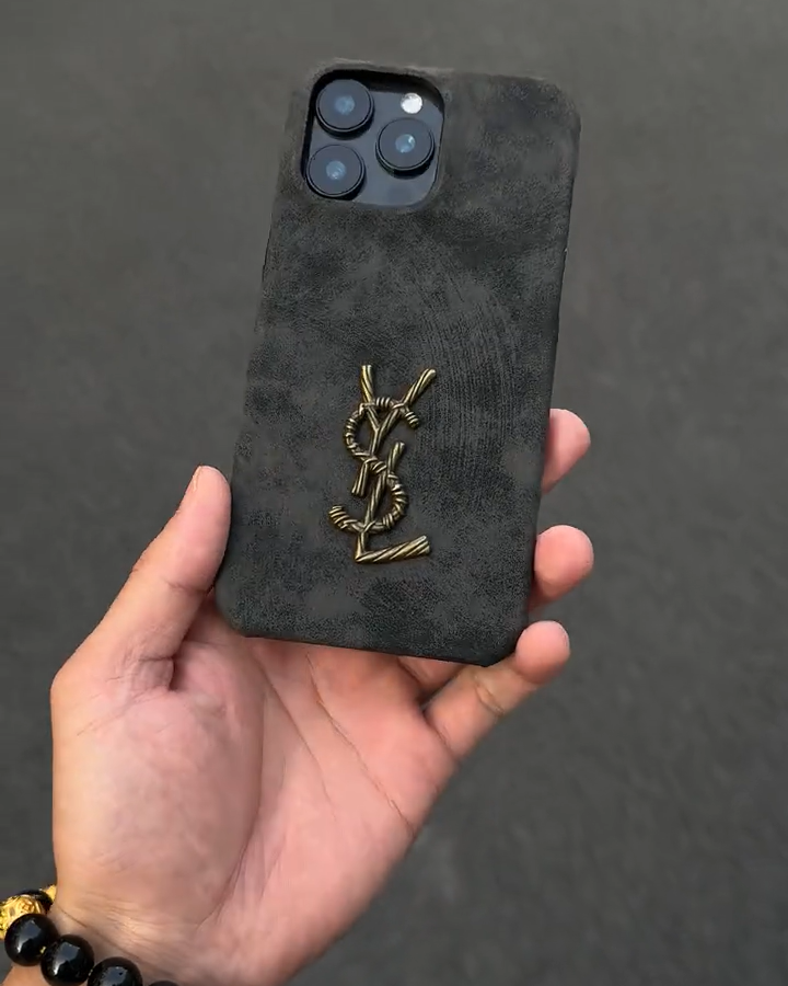 聖羅蘭立標翻毛皮手機殼